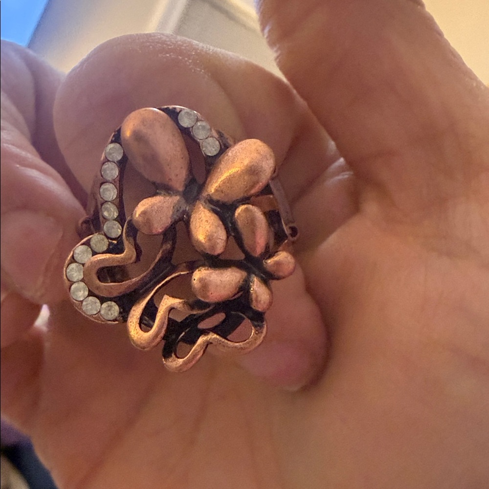 Copper butterflies ring NWOT